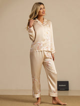 [Champagne] SilkSilky-IT Long Sleeve Lapel Collar Pigiami da donna 005