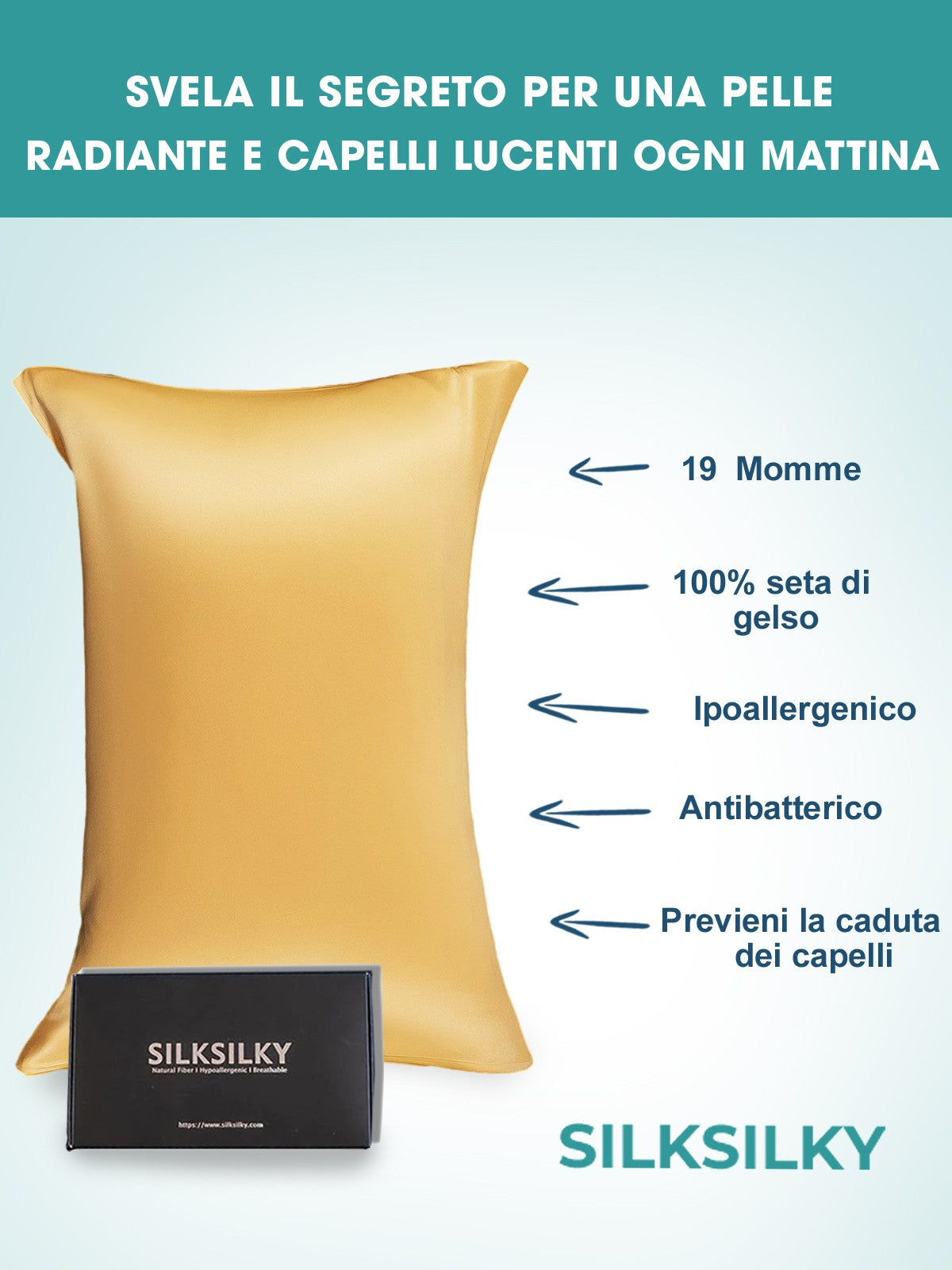 [Champagne] SilkSilky-IT 19Momme Seta pura Pillowcase 003