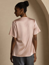 [Toscana] SilkSilky-IT Short Sleeve Cowl Neck Bluse 002
