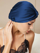 [Blu Scuro] SilkSilky-IT Cuffia di seta 002