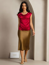 [Vino] SilkSilky-IT Cap Sleeve Cowl Neck Magliette donna 003