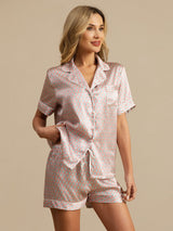 [Rosa Cuore Geo] SilkSilky-IT Maniche Corte Pigiami da donna 001