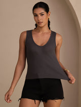 [Grigio] SilkSilky-IT Sleeveless Deep V Neck Cami 003