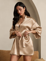 [Oro Champagne] SilkSilky-IT 3/4 Sleeve Vestaglia da donna 004