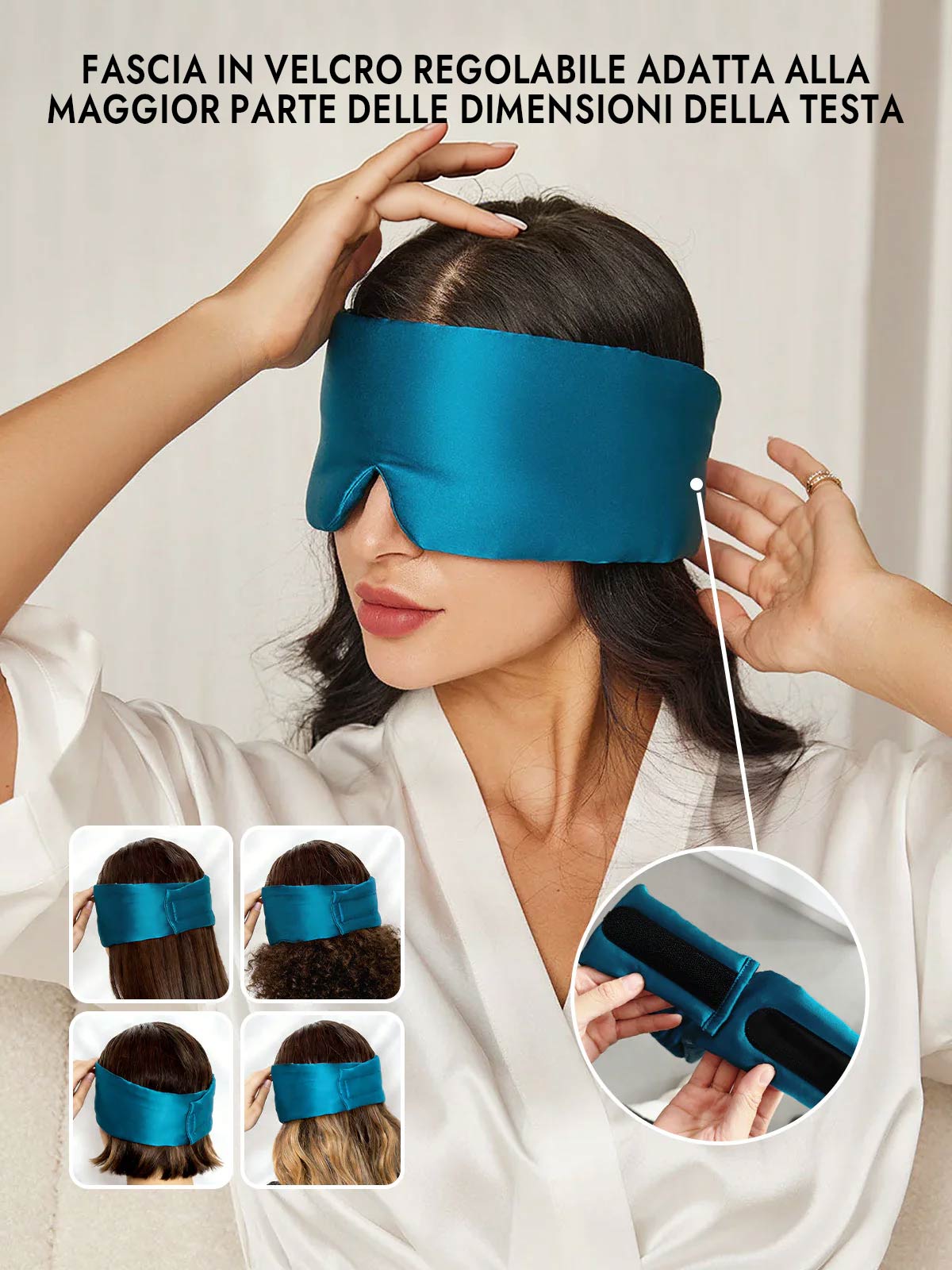 [Verde Acqua] SilkSilky-IT Mascherina da Notte 004