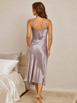 [Grigio Ombra] SilkSilky-IT Sleeveless V Neck Vestiti da donna 002