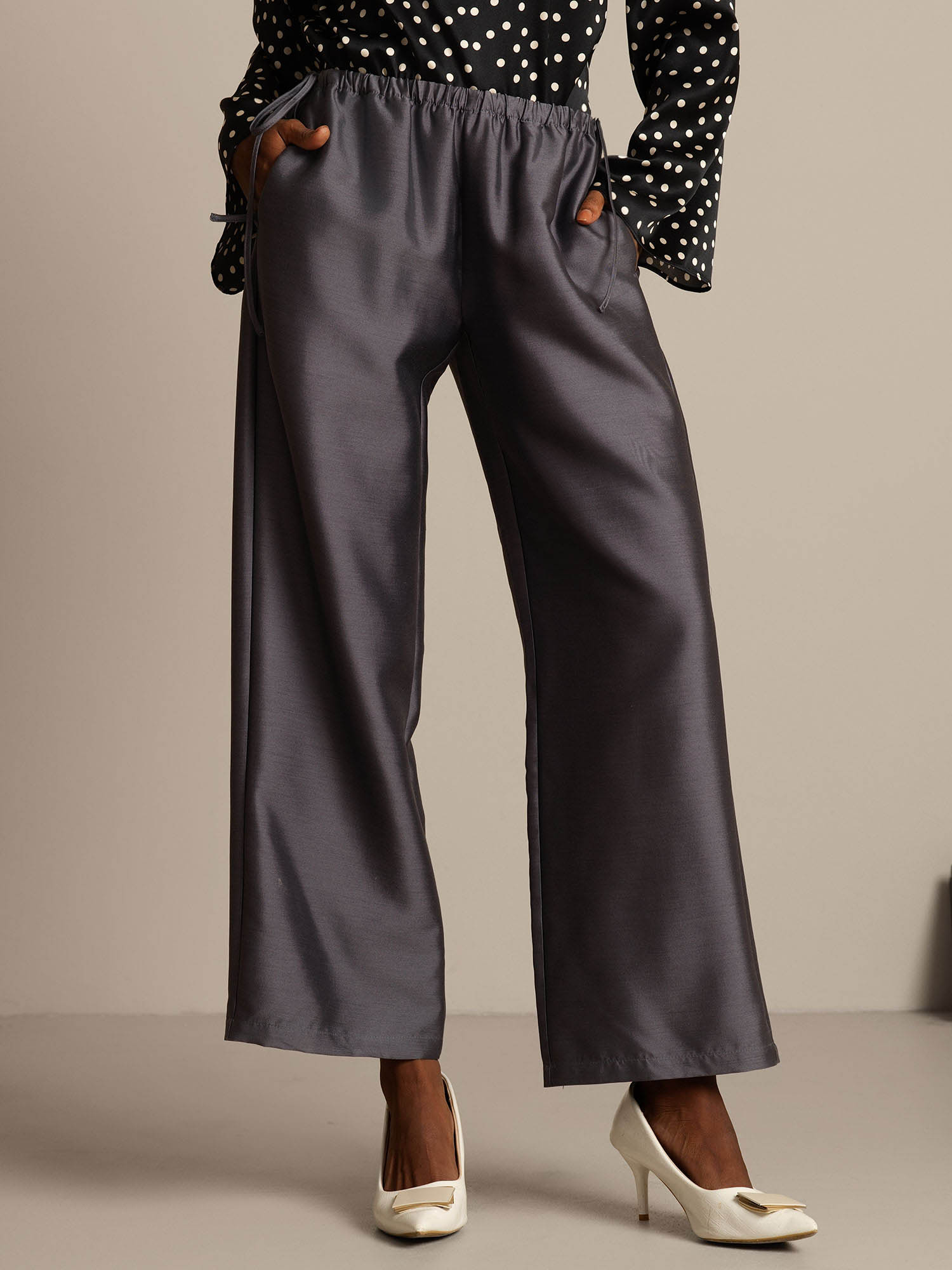 [Grigio] SilkSilky-IT 32Momme Seta Womens Pants 001,