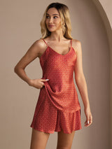 [Ginkgo Borgogna] SilkSilky-IT Sleeveless V Neck Set di Bretelle 001