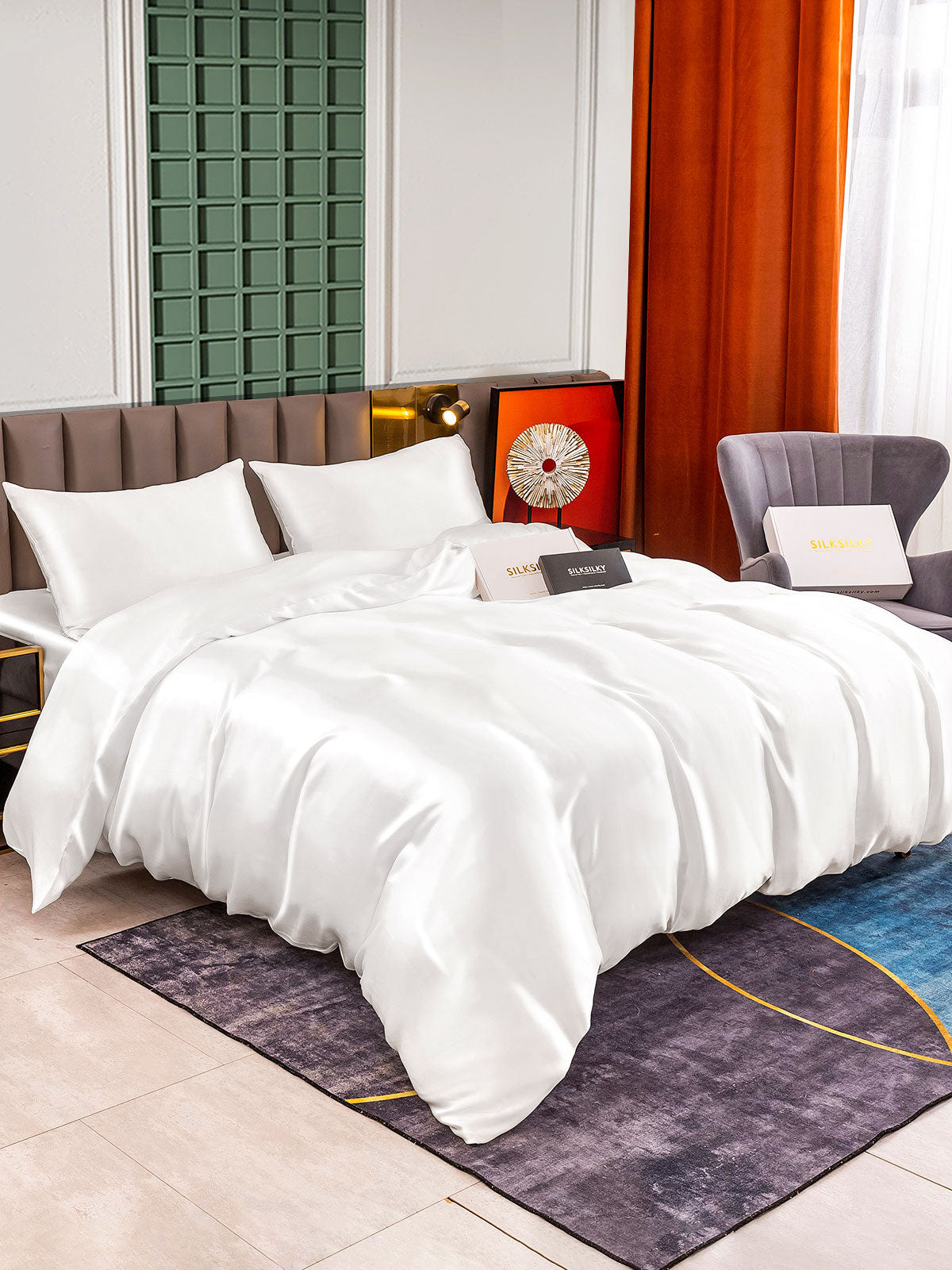 [Bianco] SilkSilky-IT 25Momme Seta pura Bedding Set 002
