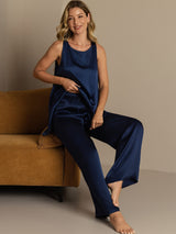 [Blu Scuro] SilkSilky-IT Sleeveless Pigiami da donna 008