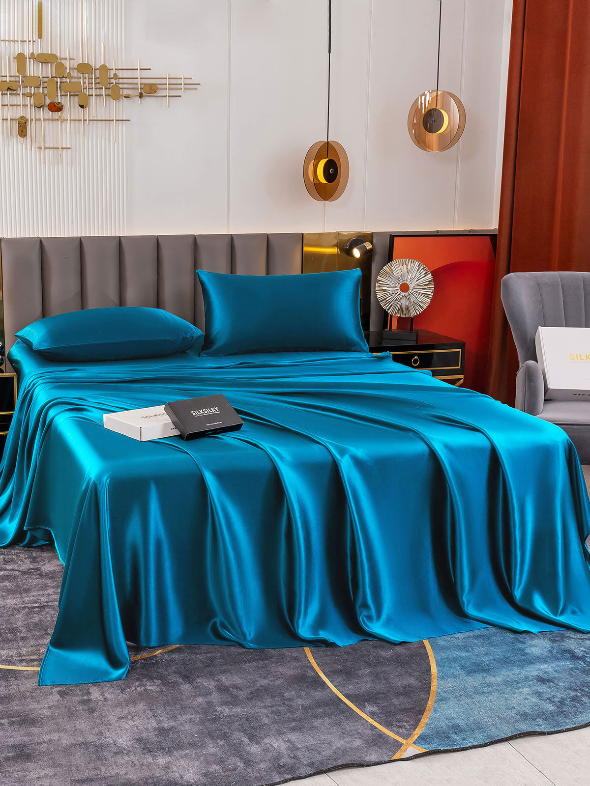 [Verde Acqua] SilkSilky-IT 19Momme Seta pura Bedding Set 001
