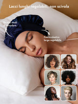 [Blu Scuro] SilkSilky-IT Cuffia di seta 004