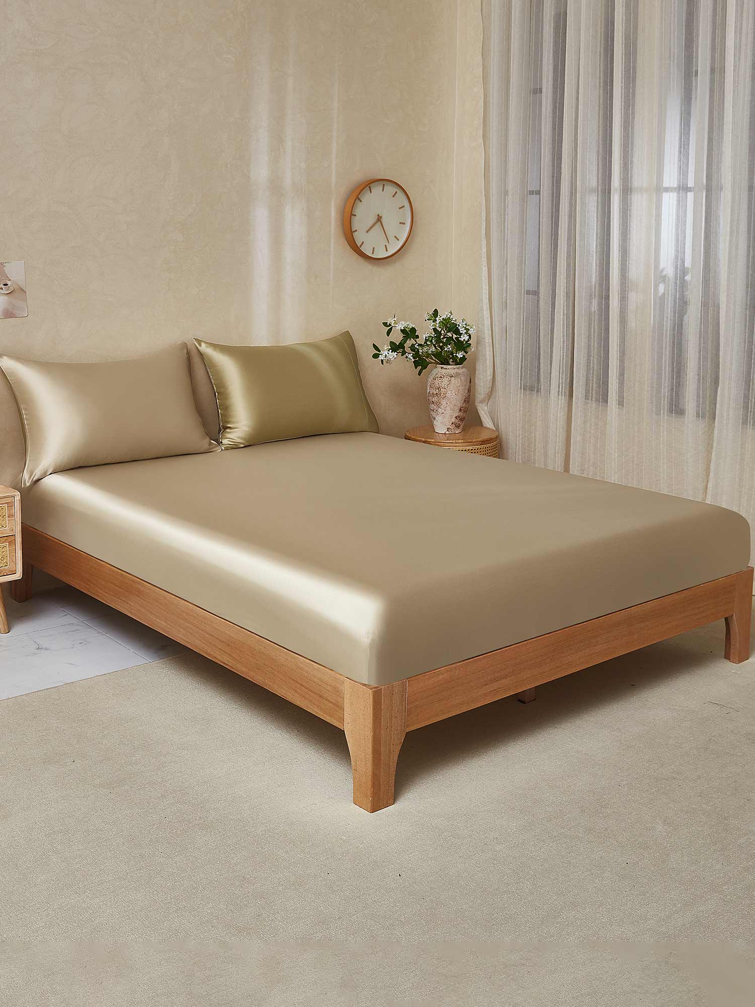 [Beige+Cachi] SilkSilky-IT 22Momme Seta pura Bedding Set 001,