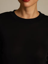[Nero] SilkSilky-IT Long Sleeve Crew Neck Magliette donna 004