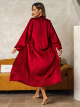 [Vino] SilkSilky-IT Manica lunga Scollo a V Set camicia e vestaglia 003