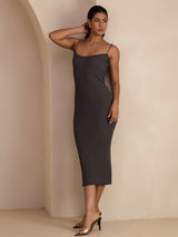 [Grigio] SilkSilky-IT Square Neck Vestiti da donna 007