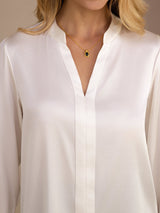 [Bianco] SilkSilky-IT Long Sleeve Bluse 005