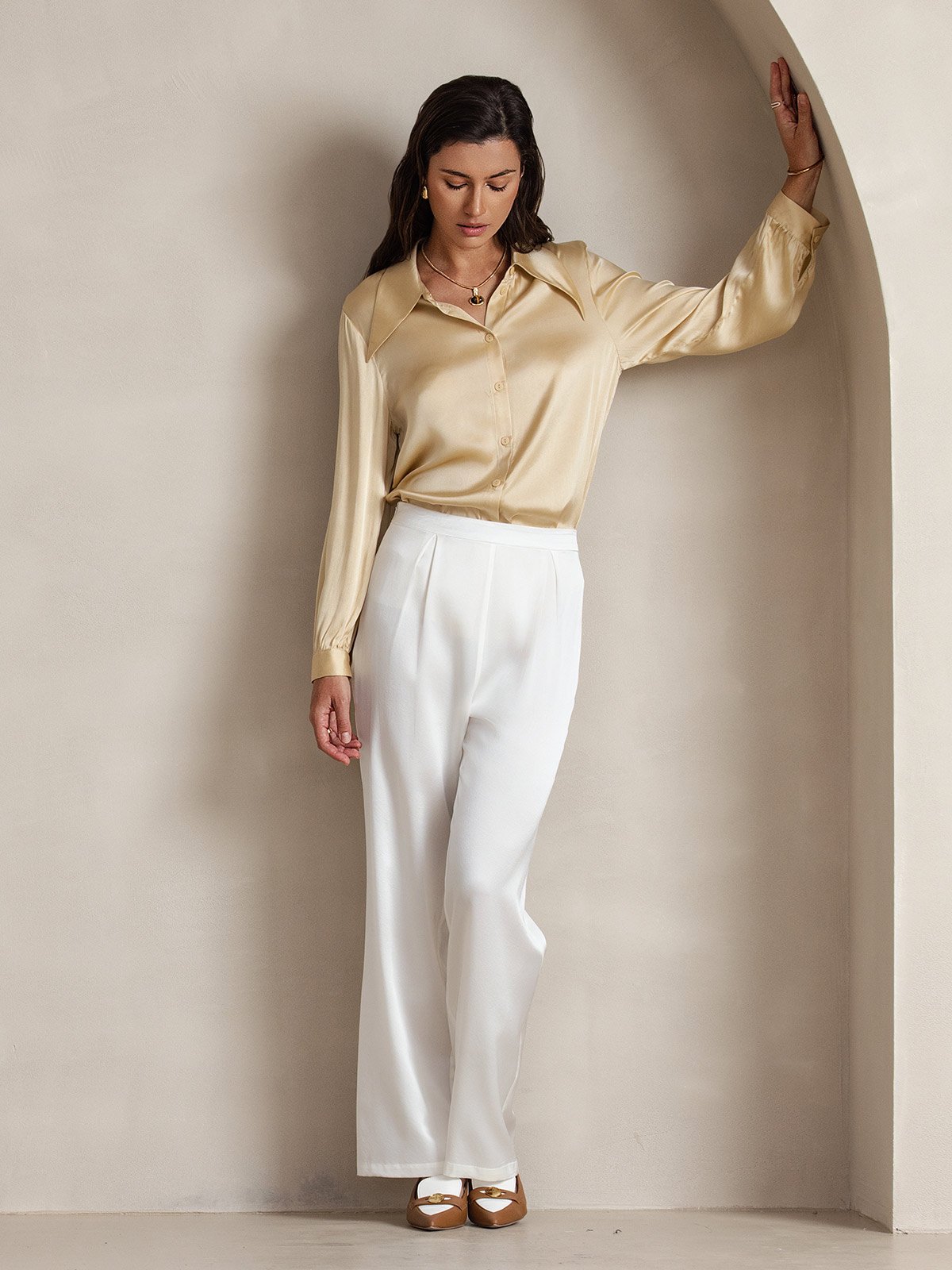 [Bianco] SilkSilky-IT 19Momme Seta Womens Pants 007