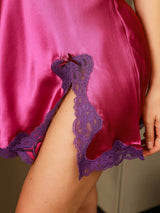 [Rosa Scuro] SilkSilky-IT Sleeveless V Neck Camicia da notte 005