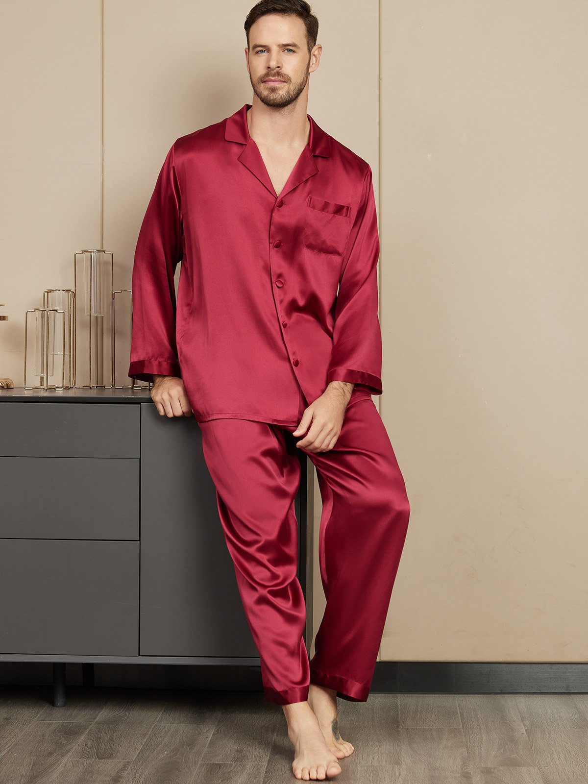 [Vino] SilkSilky-IT Seta pura Mens Pajamas 005