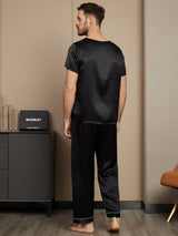 [Nero] SilkSilky-IT Short Sleeve Round Neck Pigiami da uomo 002