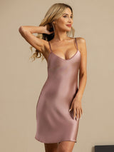 [Malva Pallido] SilkSilky-IT Sleeveless V Neck Camicia da notte 001