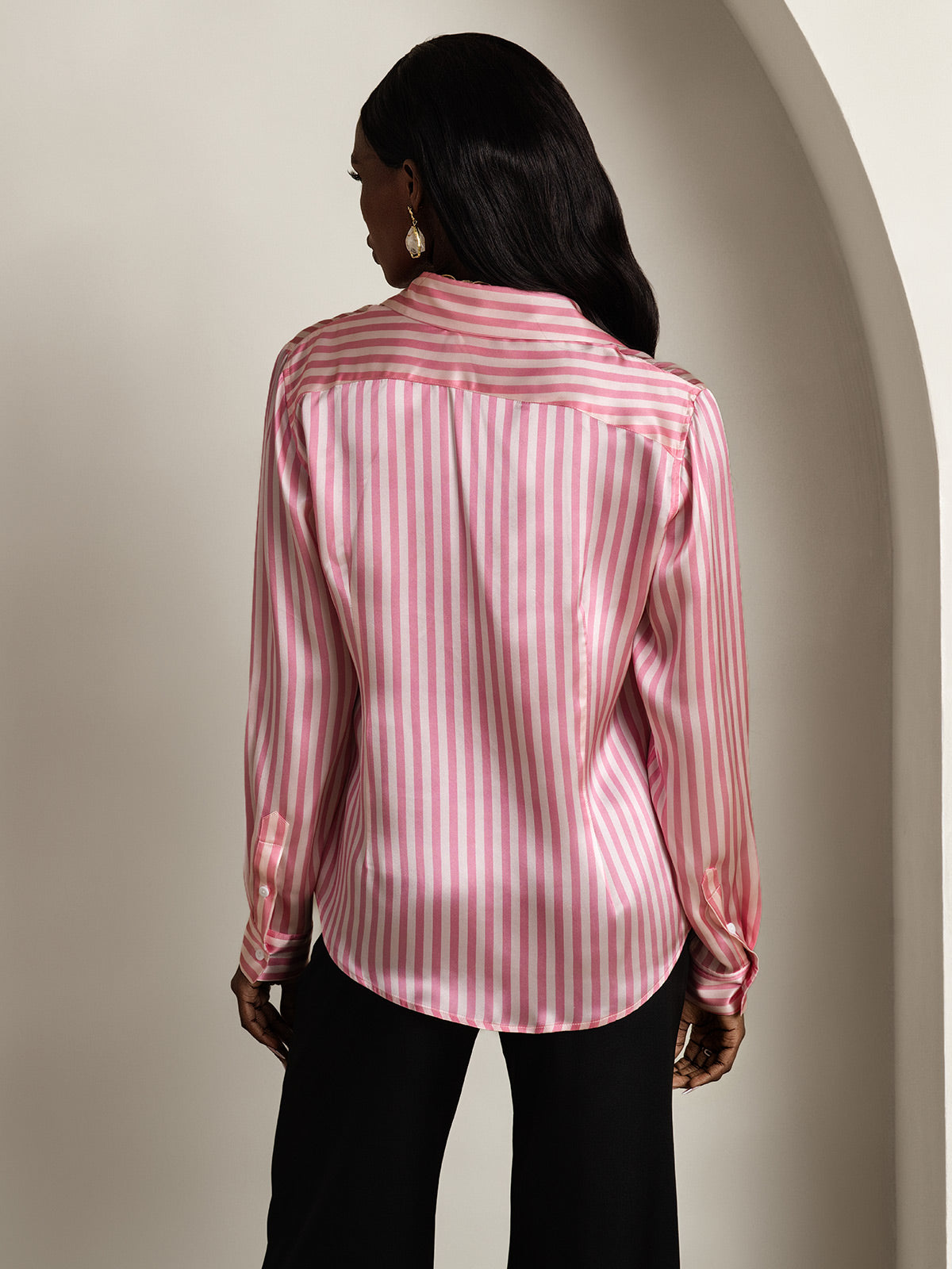 [Rosa] SilkSilky-IT Seta Colletto risvolto Camicie da donna 002