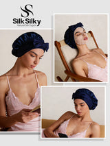 [Blu Scuro] SilkSilky-IT Cuffia di seta 005