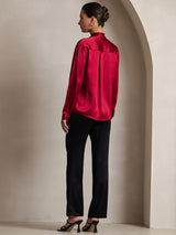 [Vino] SilkSilky-IT Long Sleeve Tie Neck Bluse 004