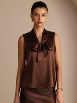 [Cioccolato Fondente] SilkSilky-IT Sleeveless Tie Neck Cami 001