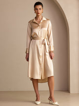 [Champagne] SilkSilky-IT Long Sleeve Lapel Collar Vestiti da donna 001