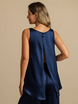 [Blu Scuro] SilkSilky-IT Sleeveless Scoop Neck Cami 001