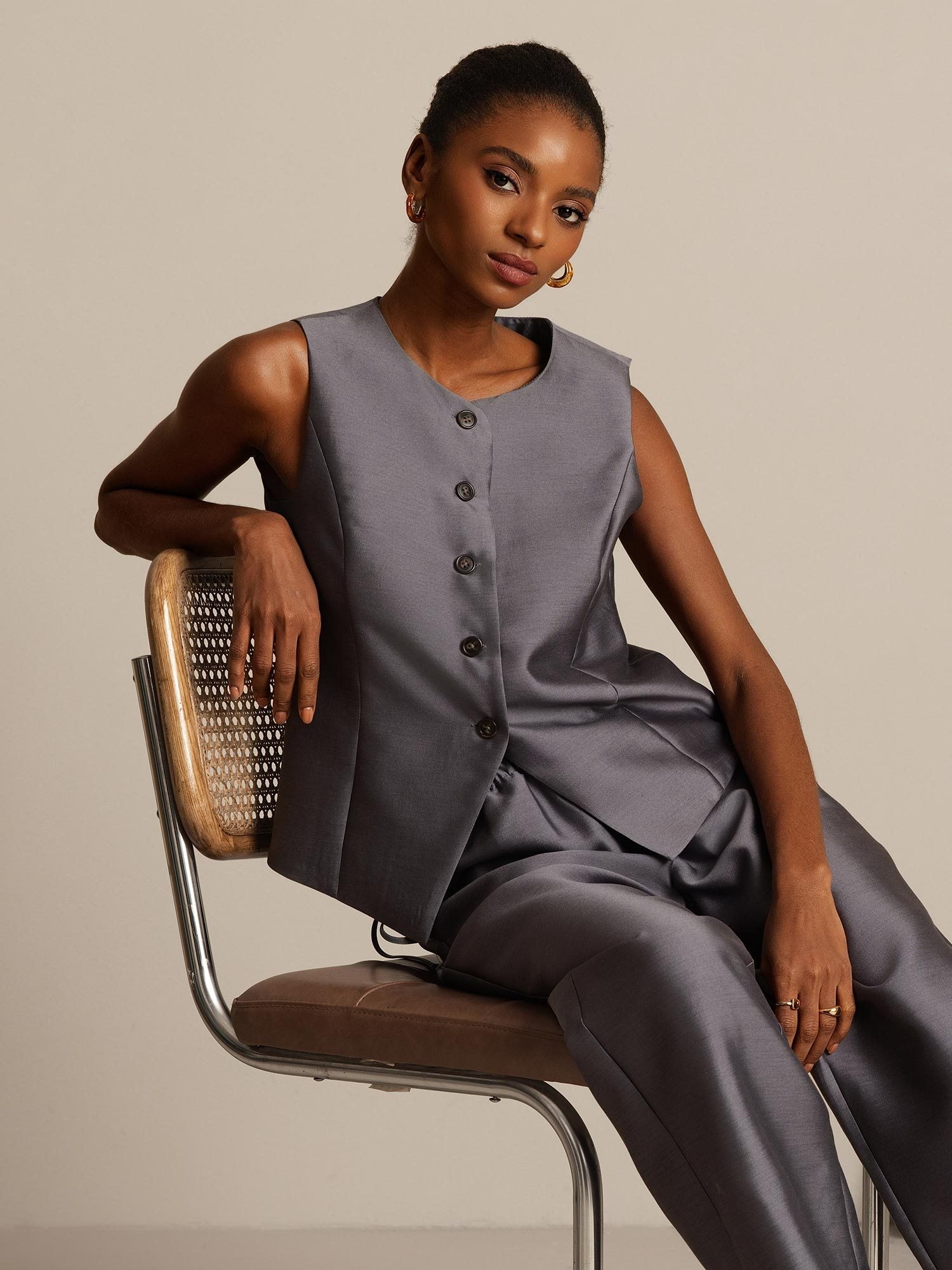 [Grigio] SilkSilky-IT 32Momme Seta Womens Vest 001,