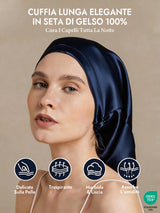 [Blu Scuro] SilkSilky-IT Cuffia di seta 002