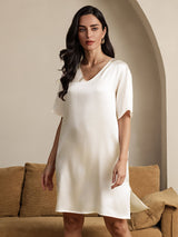 [Beige] SilkSilky-IT Half Sleeve V Neck Camicia da notte 004