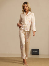 [Champagne] SilkSilky-IT Long Sleeve Lapel Collar Pigiami da donna 006
