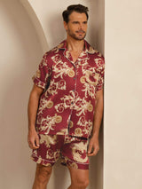 [Drago Vino] SilkSilky-IT Short Sleeve Lapel Collar Pigiami da uomo 001