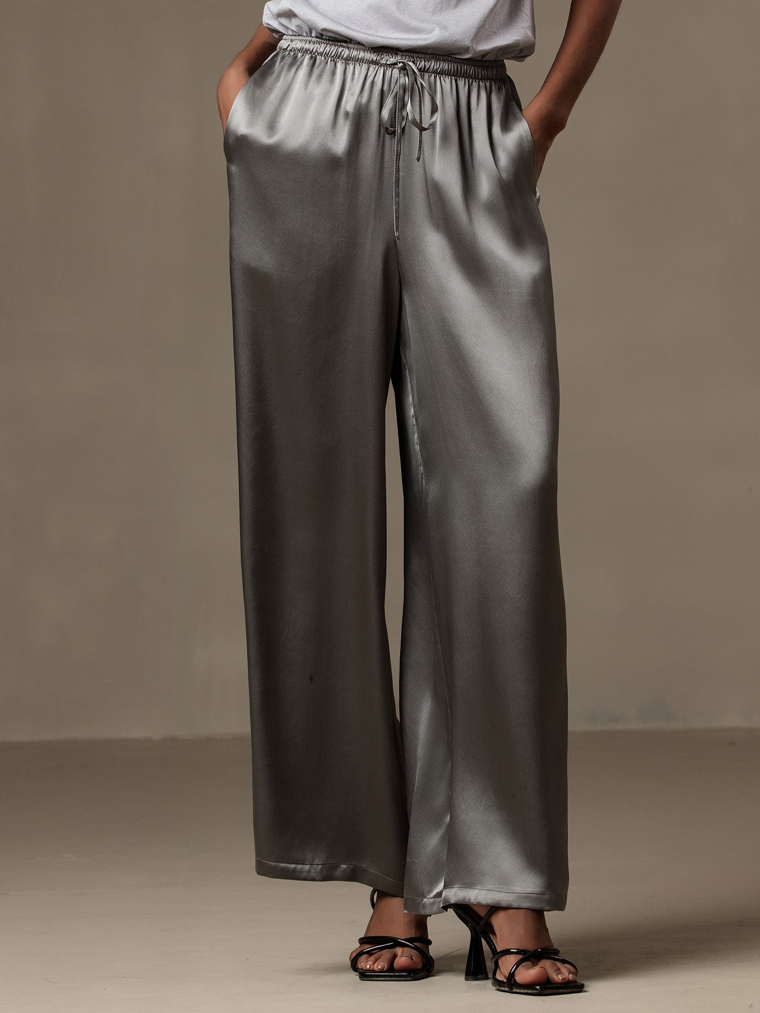 [Grigio Scuro] SilkSilky-IT Pure Silk Womens Pants 001