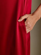 [Vino] SilkSilky-IT 3/4 Sleeve Round Neck Vestiti da donna 003