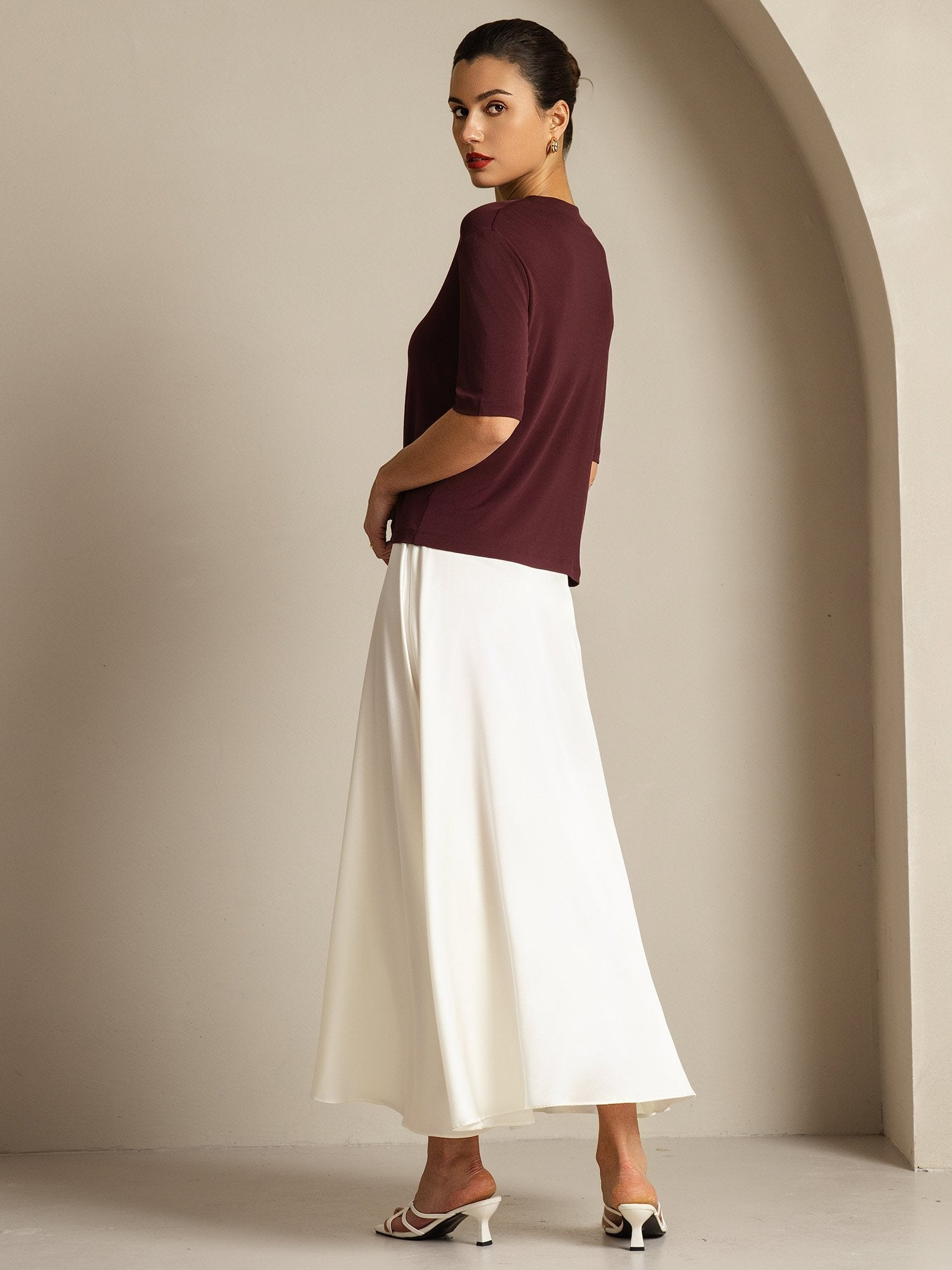 [Vino Windsor] SilkSilky-IT Seta pura Womens T-Shirt 008