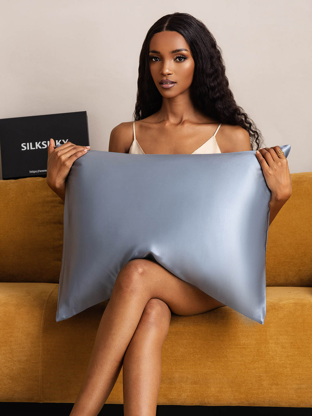 [Blu Grigiastro] SilkSilky-IT 22Momme Seta pura Pillowcase 002