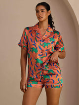 [Elefante Argilla] SilkSilky-IT Short Sleeve Lapel Collar Pigiami da donna 003
