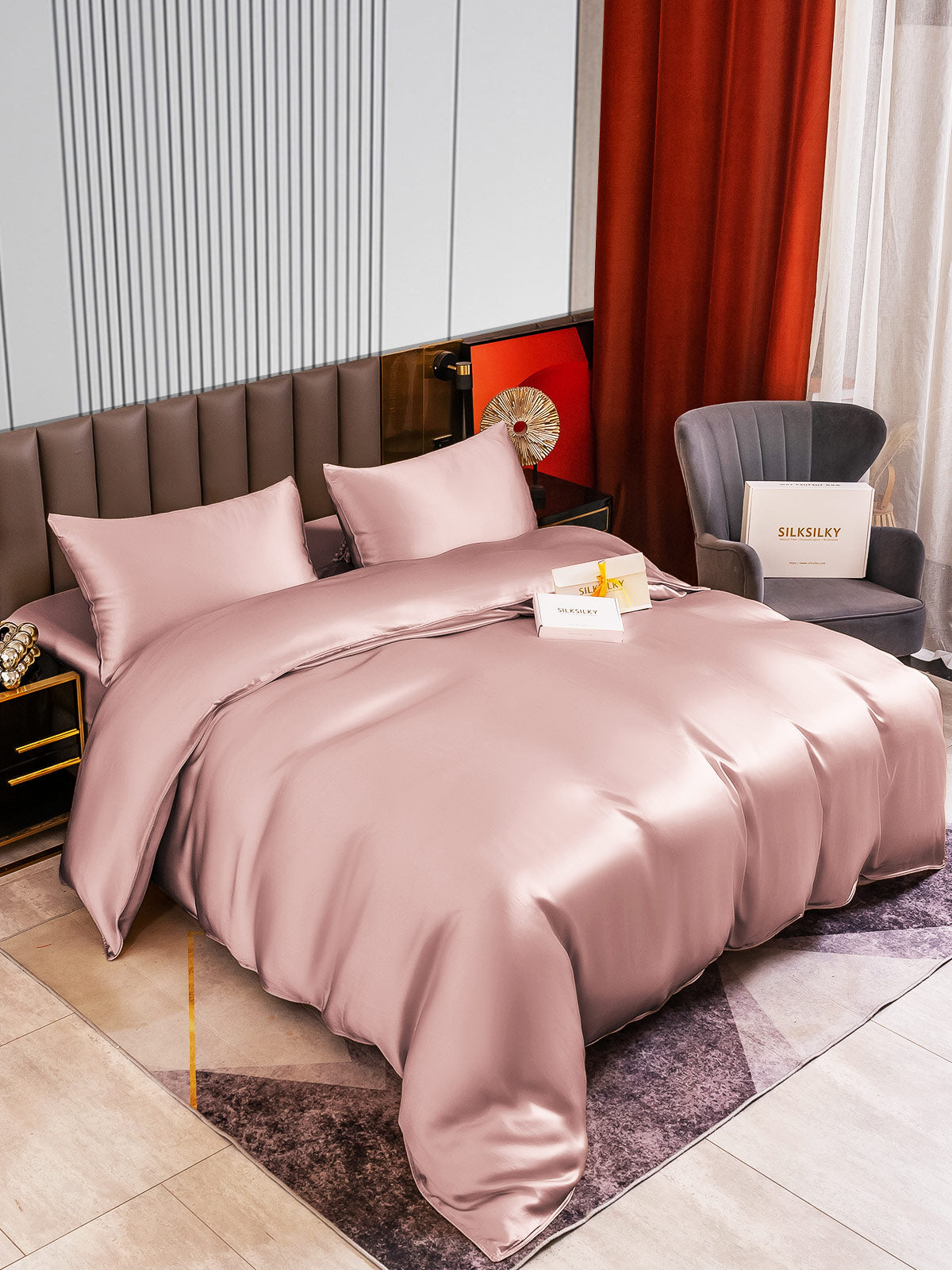 [Malva Pallido] SilkSilky-IT 22Momme Seta pura Bedding Set 002