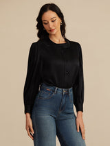 [Nero] SilkSilky-IT 19Momme Long Sleeve Round Neck Camicette 001