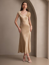 [Champagne] SilkSilky-IT Cap Sleeve Vestiti da donna 004