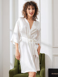 SilkSilky IT Seta pura A metà Womens Robe Bianco 004