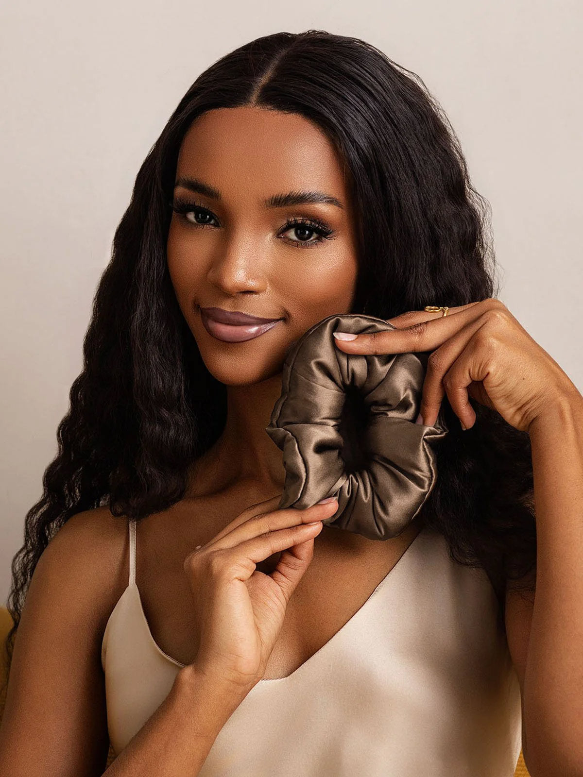 [Marrone] SilkSilky-IT Seta pura Scrunchie 001