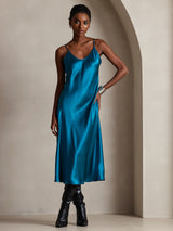 [Verde Acqua] SilkSilky-IT Sleeveless V Neck Vestiti da donna 001