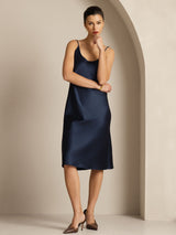 [Blu Scuro] SilkSilky-IT Sleeveless Collo a U Vestiti da donna 004