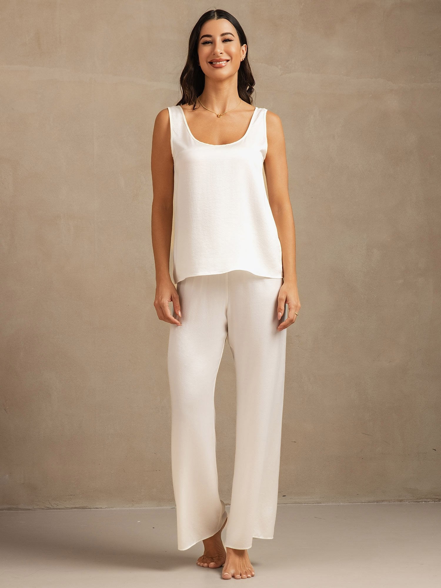 [Bianco] SilkSilky-IT 19Momme Seta Womens Pajamas 001,